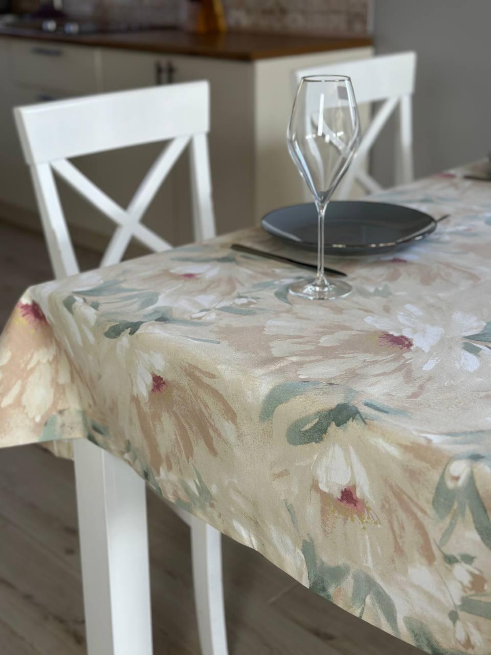 Linen waterproof tablecloth with Teflon, Geometry collection, luxury quality (custom or standard size)