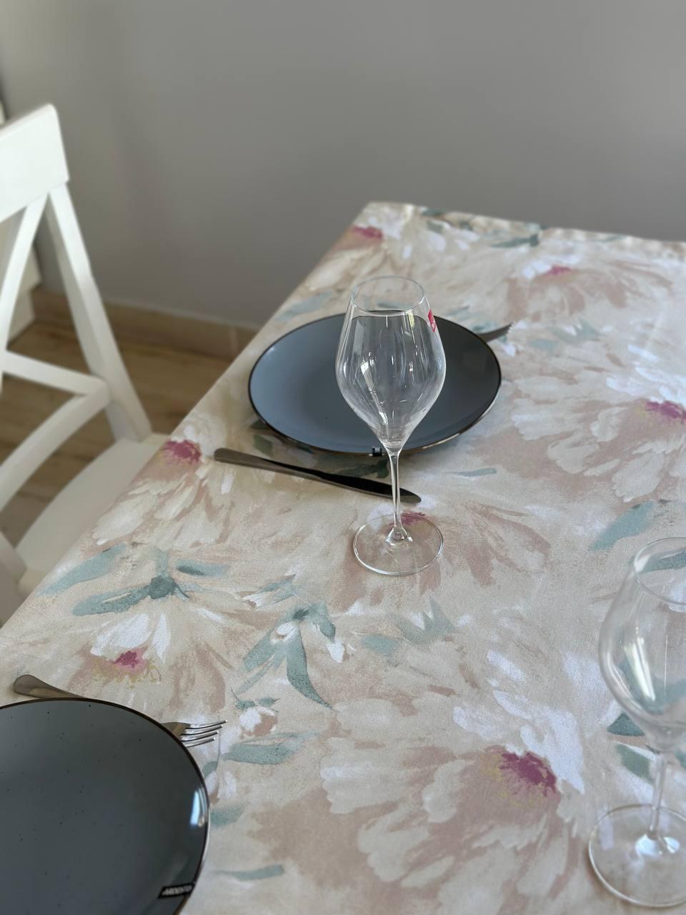 Linen waterproof tablecloth with Teflon, Geometry collection, luxury quality (custom or standard size)