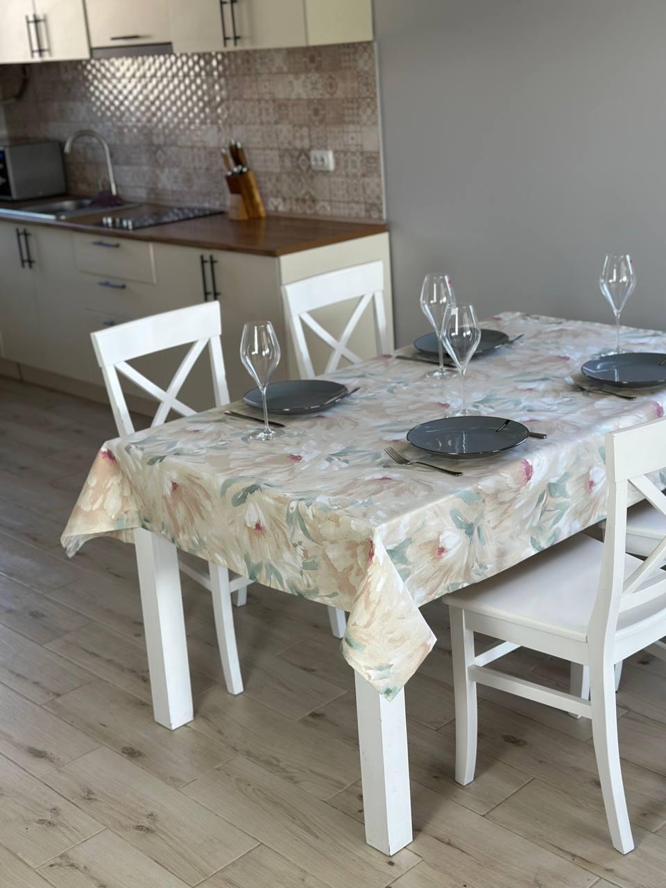 Linen waterproof tablecloth with Teflon, Geometry collection, luxury quality (custom or standard size)