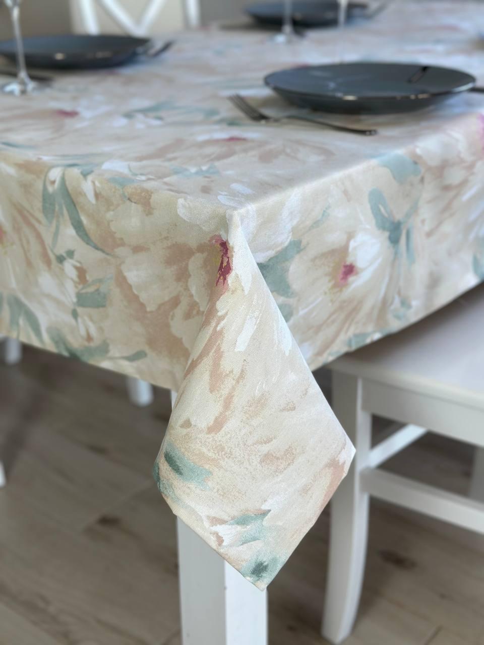 Linen waterproof tablecloth with Teflon, Geometry collection, luxury quality (custom or standard size)