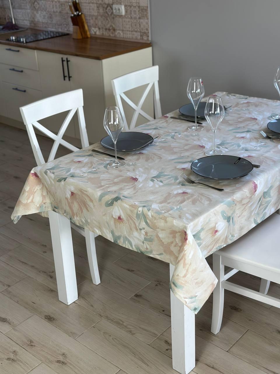 Linen waterproof tablecloth with Teflon, Geometry collection, luxury quality (custom or standard size)