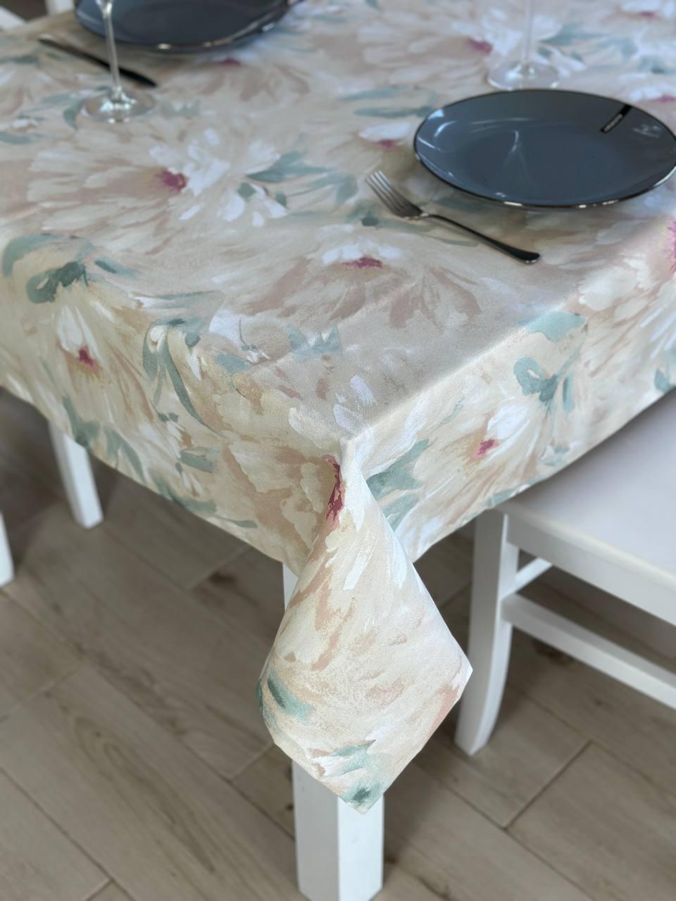 Linen waterproof tablecloth with Teflon, Geometry collection, luxury quality (custom or standard size)