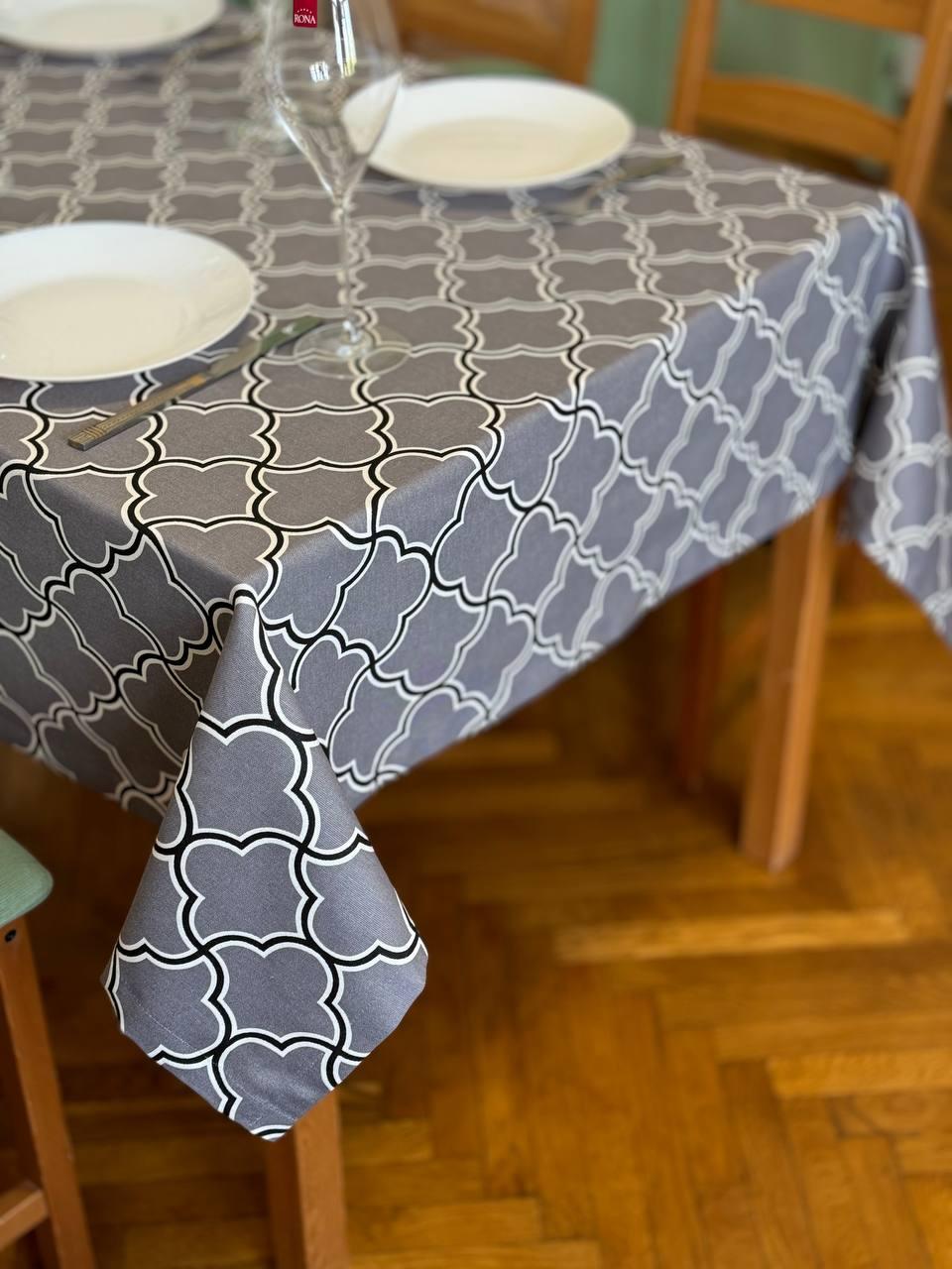 Linen waterproof tablecloth with Teflon, Geometry collection, luxury quality (custom or standard size)