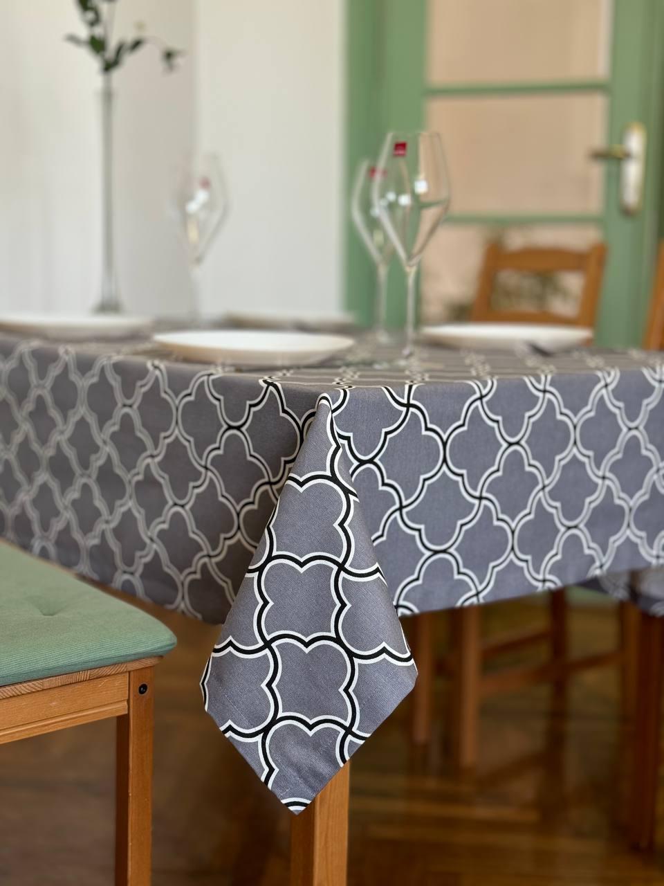 Linen waterproof tablecloth with Teflon, Geometry collection, luxury quality (custom or standard size)