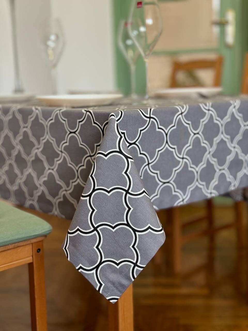 Linen waterproof tablecloth with Teflon, Geometry collection, luxury quality (custom or standard size)