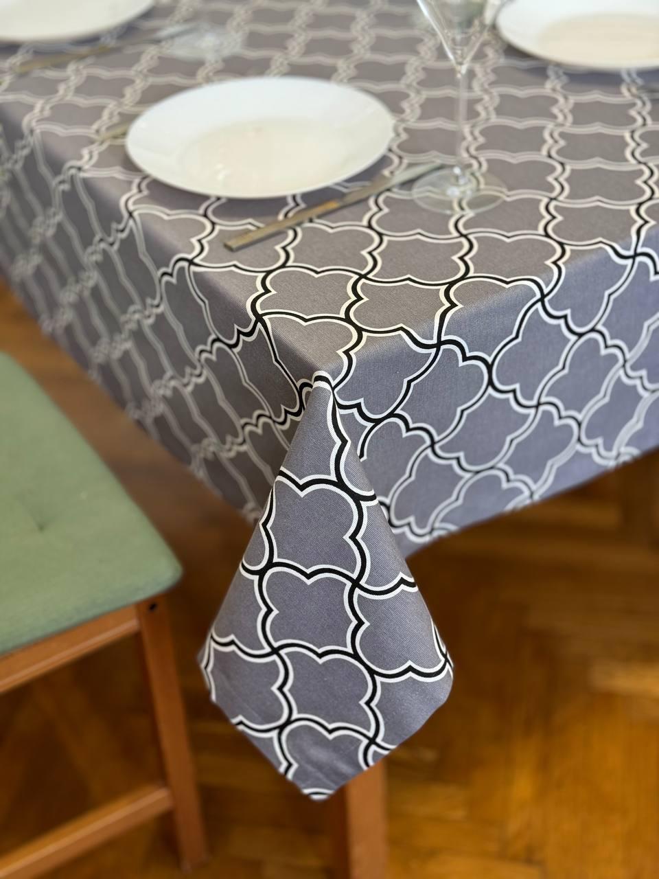 Linen waterproof tablecloth with Teflon, Geometry collection, luxury quality (custom or standard size)