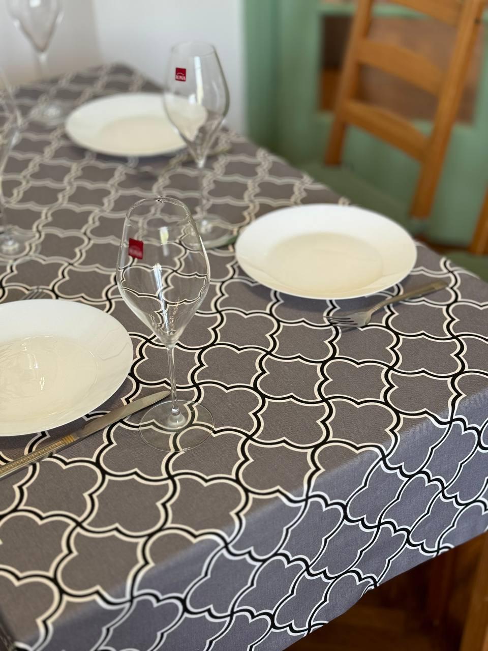 Linen waterproof tablecloth with Teflon, Geometry collection, luxury quality (custom or standard size)