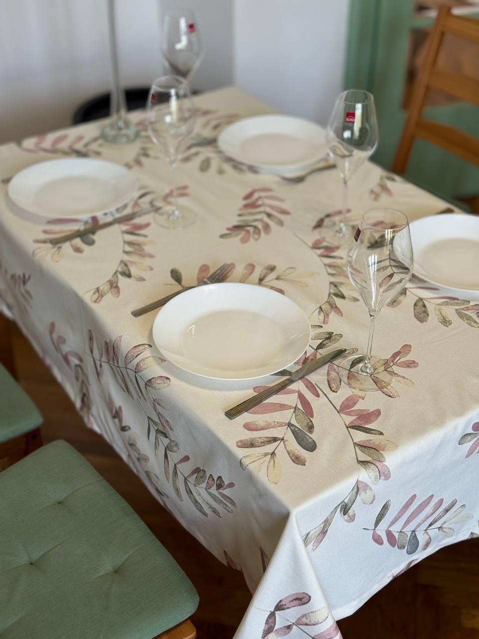 Linen waterproof tablecloth with Teflon, Geometry collection, luxury quality (custom or standard size)
