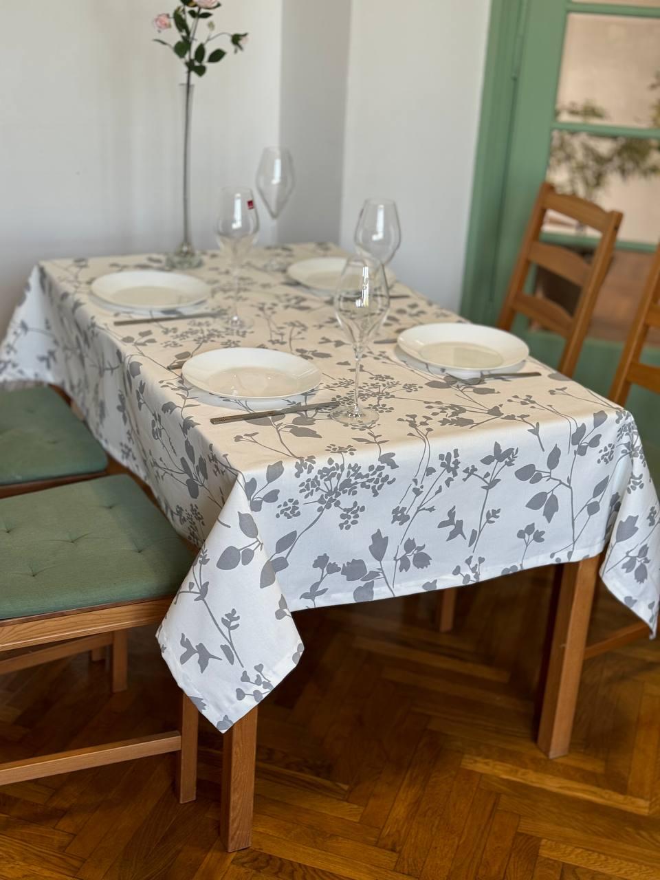 Linen waterproof tablecloth with Teflon, Geometry collection, luxury quality (custom or standard size)