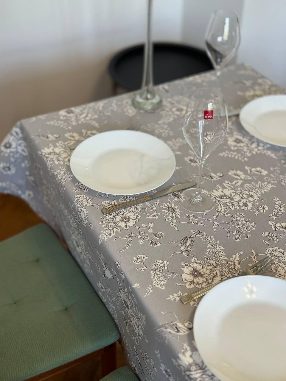 Linen waterproof tablecloth with Teflon, Geometry collection, luxury quality (custom or standard size)