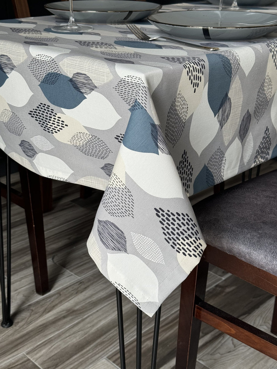 Linen waterproof tablecloth with Teflon, Geometry collection, luxury quality (custom or standard size)
