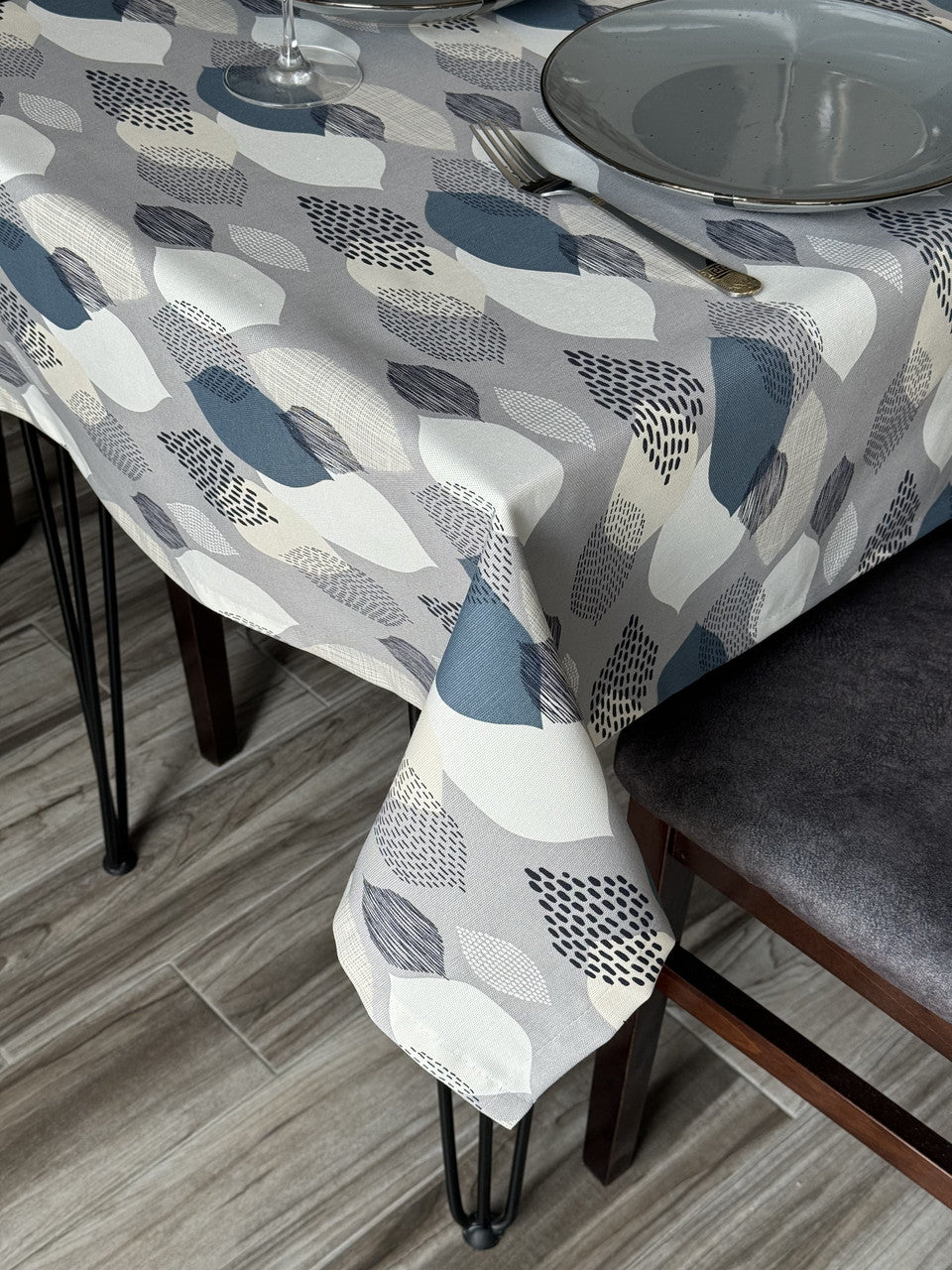 Linen waterproof tablecloth with Teflon, Geometry collection, luxury quality (custom or standard size)