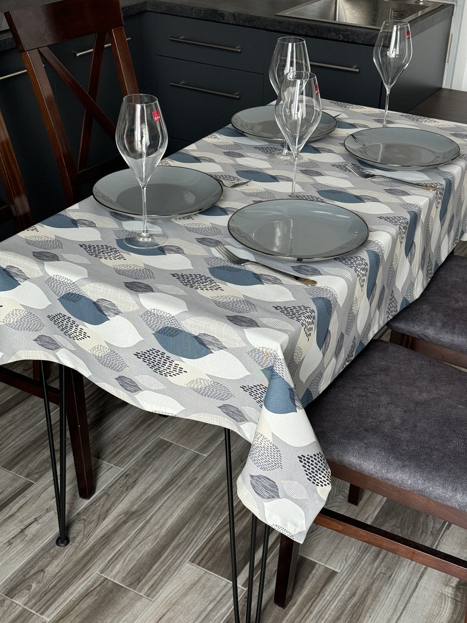 Linen waterproof tablecloth with Teflon, Geometry collection, luxury quality (custom or standard size)