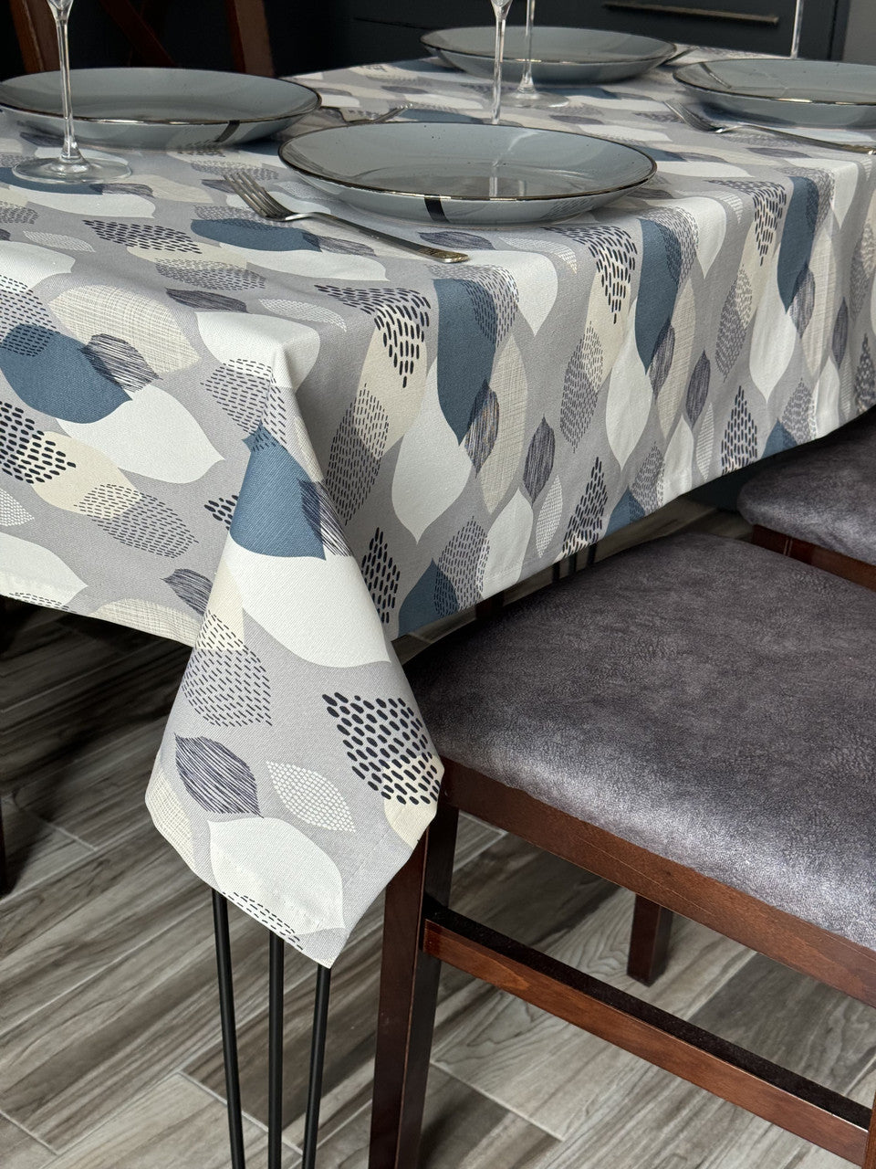 Linen waterproof tablecloth with Teflon, Geometry collection, luxury quality (custom or standard size)