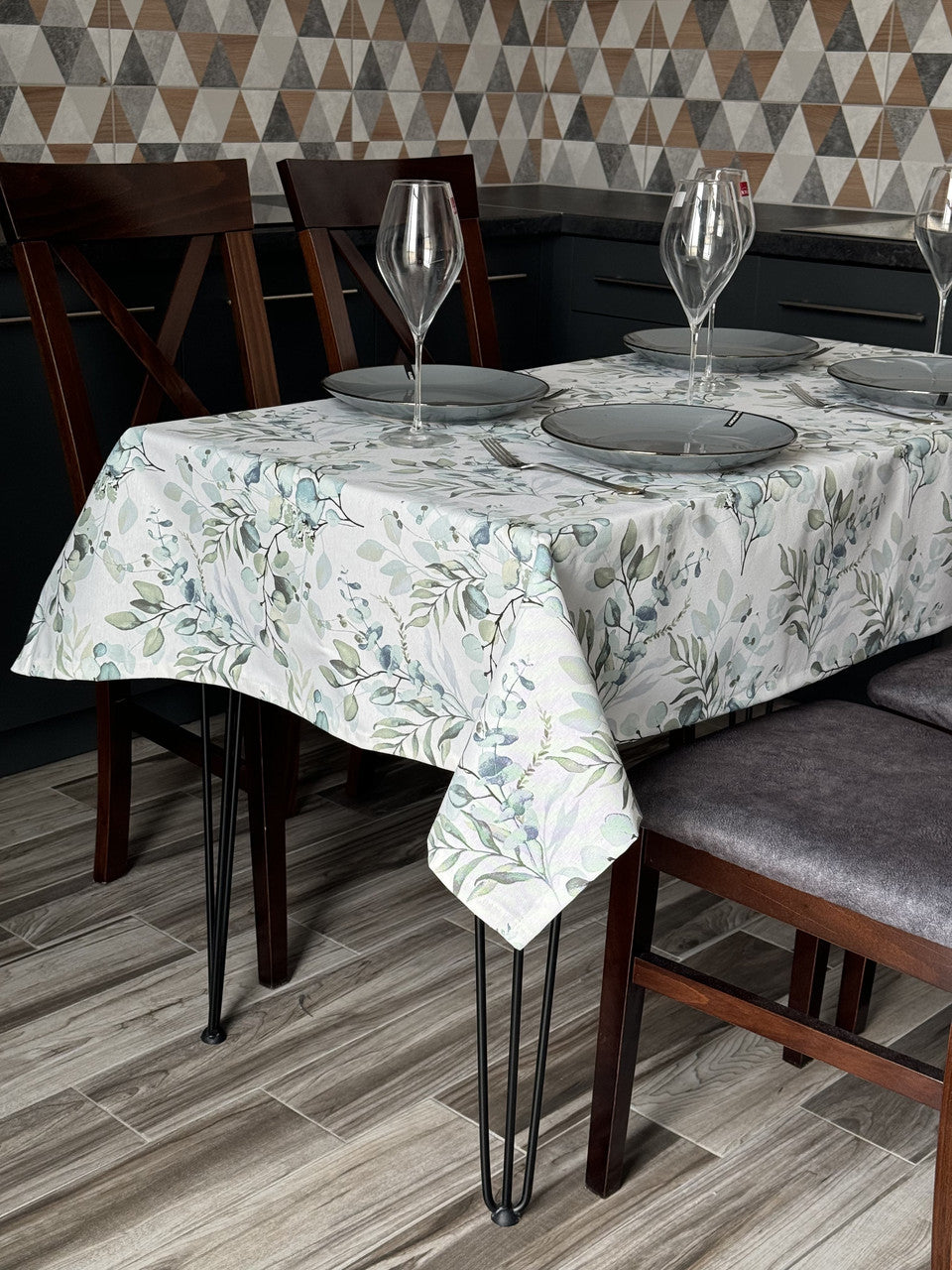 Linen waterproof tablecloth with Teflon, Geometry collection, luxury quality (custom or standard size)