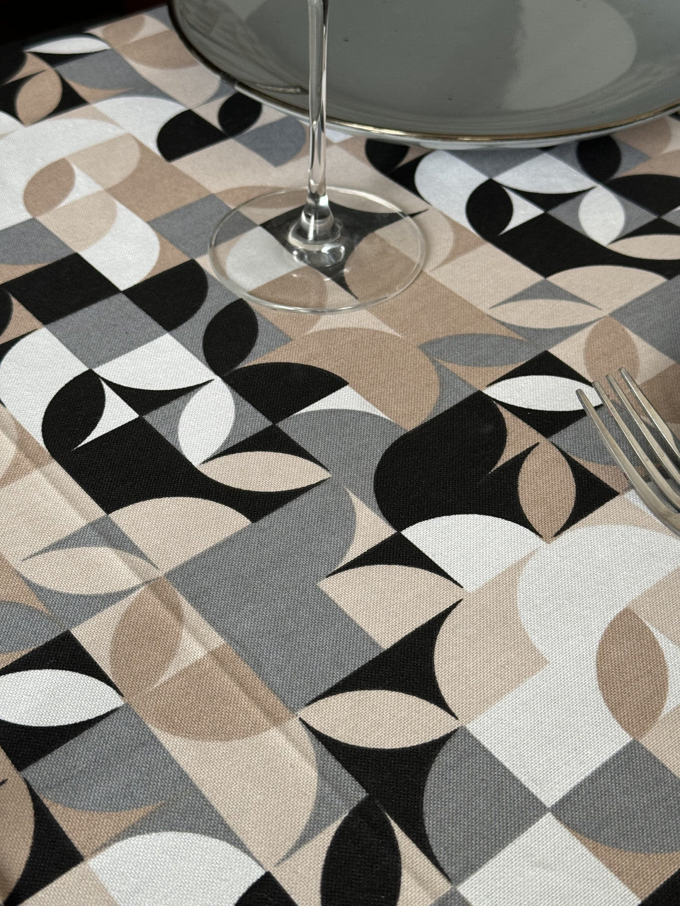 Linen waterproof tablecloth with Teflon, Geometry collection, luxury quality (custom or standard size)