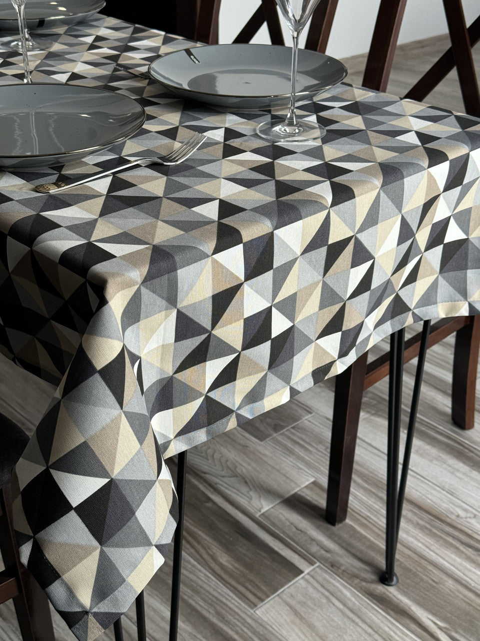 Linen waterproof tablecloth with Teflon, Geometry collection, luxury quality (custom or standard size)