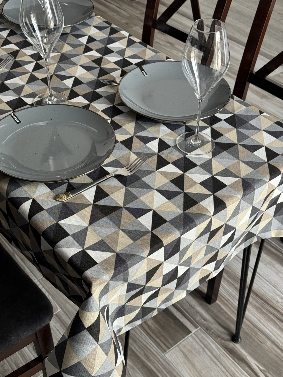 Linen waterproof tablecloth with Teflon, Geometry collection, luxury quality (custom or standard size)