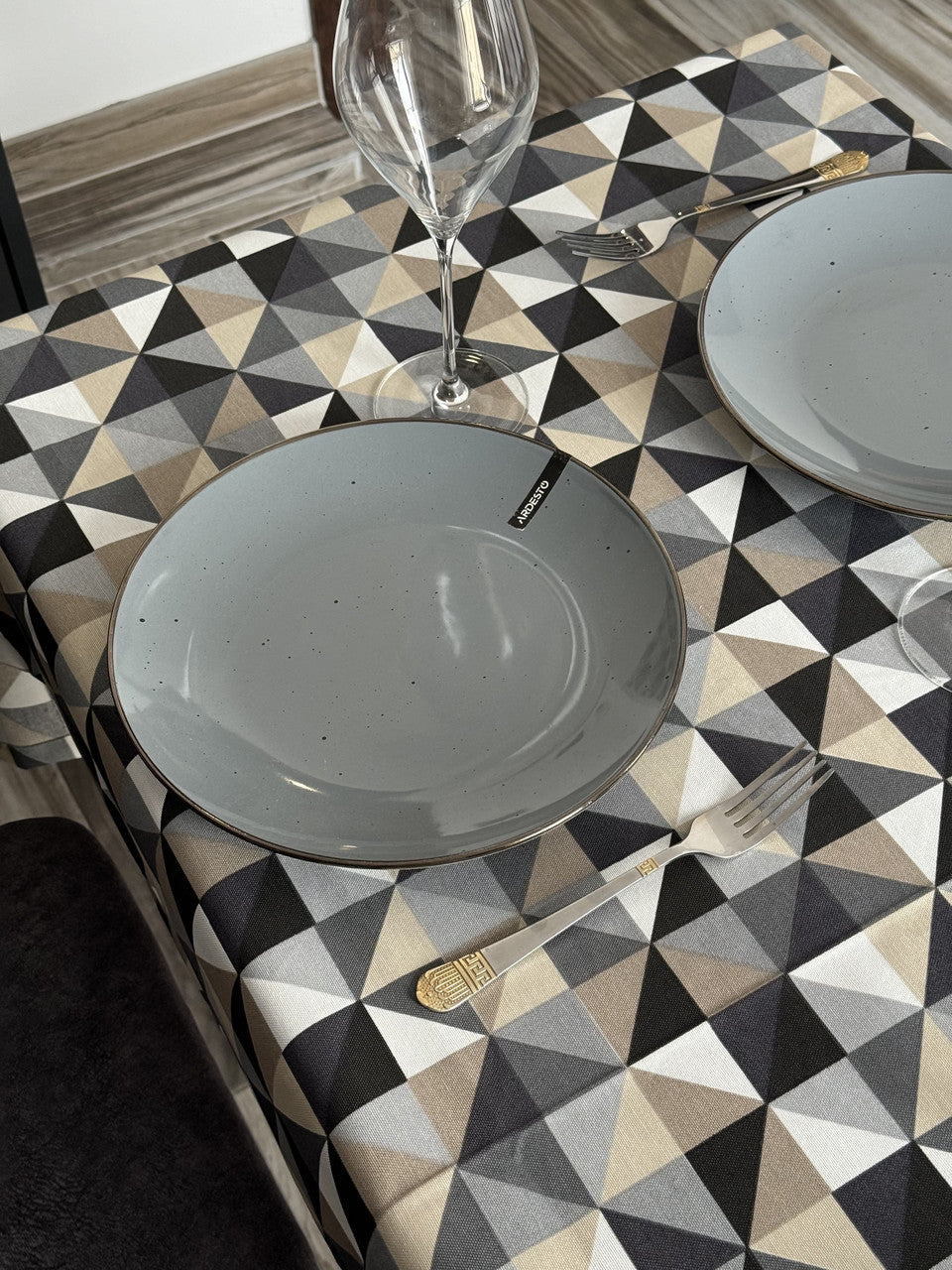 Linen waterproof tablecloth with Teflon, Geometry collection, luxury quality (custom or standard size)