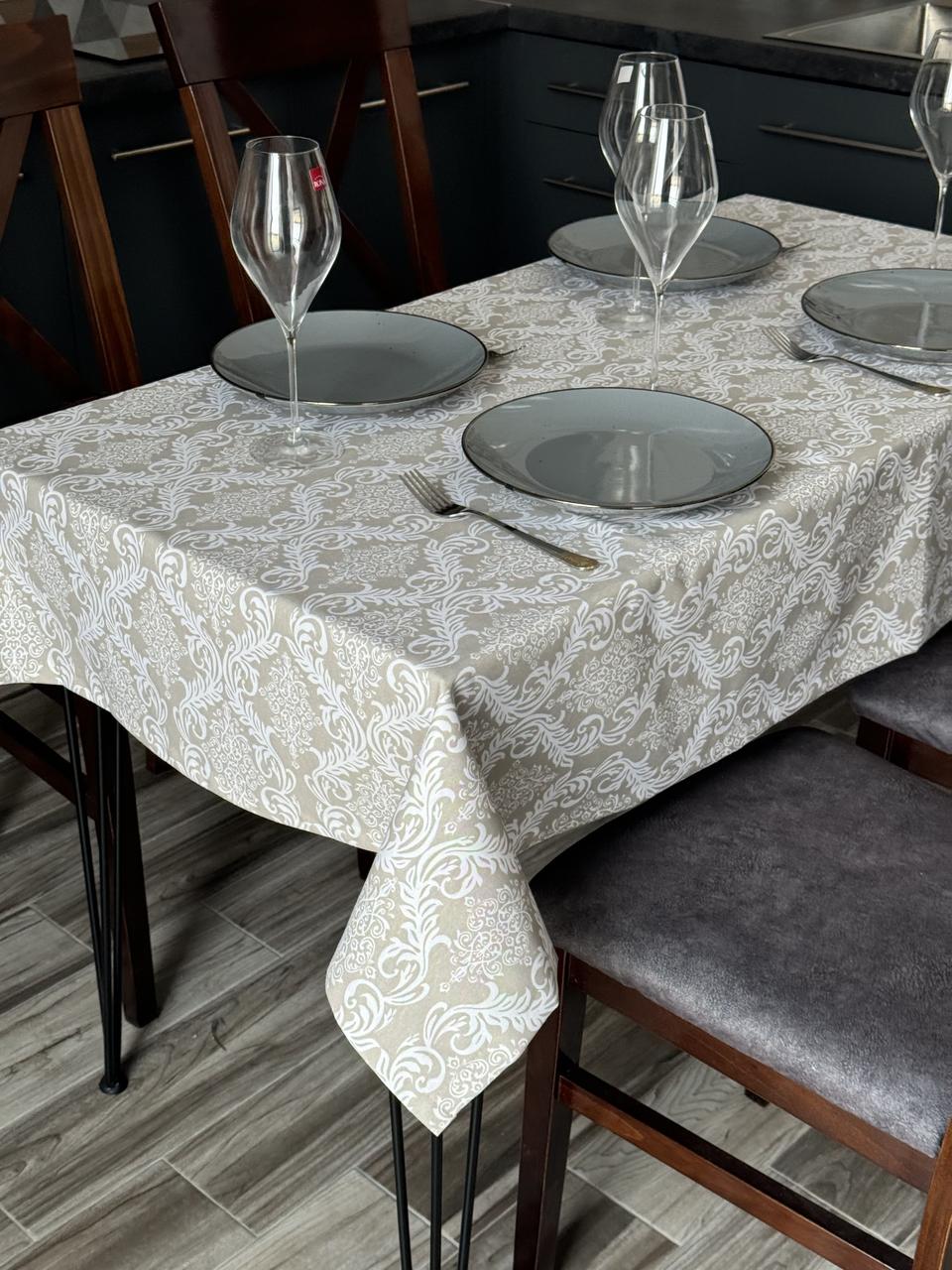 Linen waterproof tablecloth with Teflon, Geometry collection, luxury quality (custom or standard size)