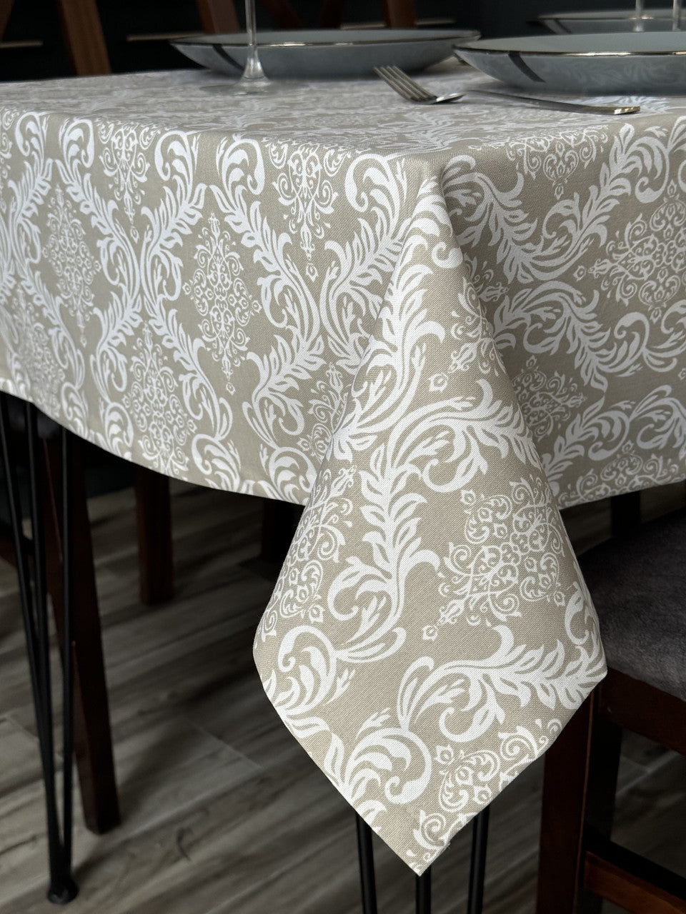 Linen waterproof tablecloth with Teflon, Geometry collection, luxury quality (custom or standard size)