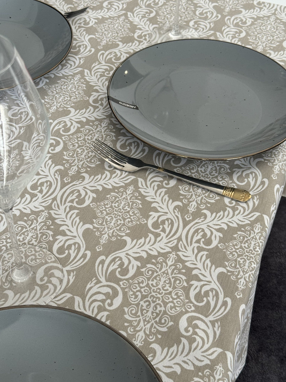 Linen waterproof tablecloth with Teflon, Geometry collection, luxury quality (custom or standard size)