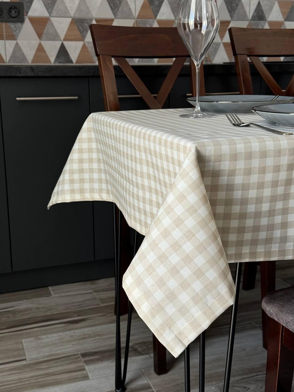 Linen waterproof tablecloth with Teflon, Geometry collection, luxury quality (custom or standard size)