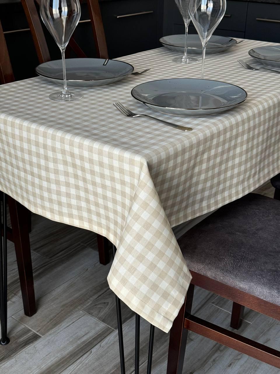 Linen waterproof tablecloth with Teflon, Geometry collection, luxury quality (custom or standard size)