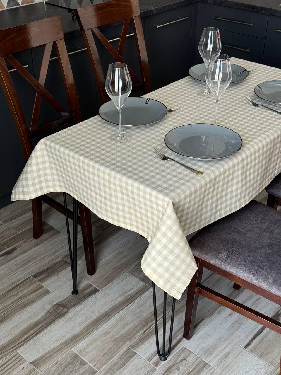 Linen waterproof tablecloth with Teflon, Geometry collection, luxury quality (custom or standard size)