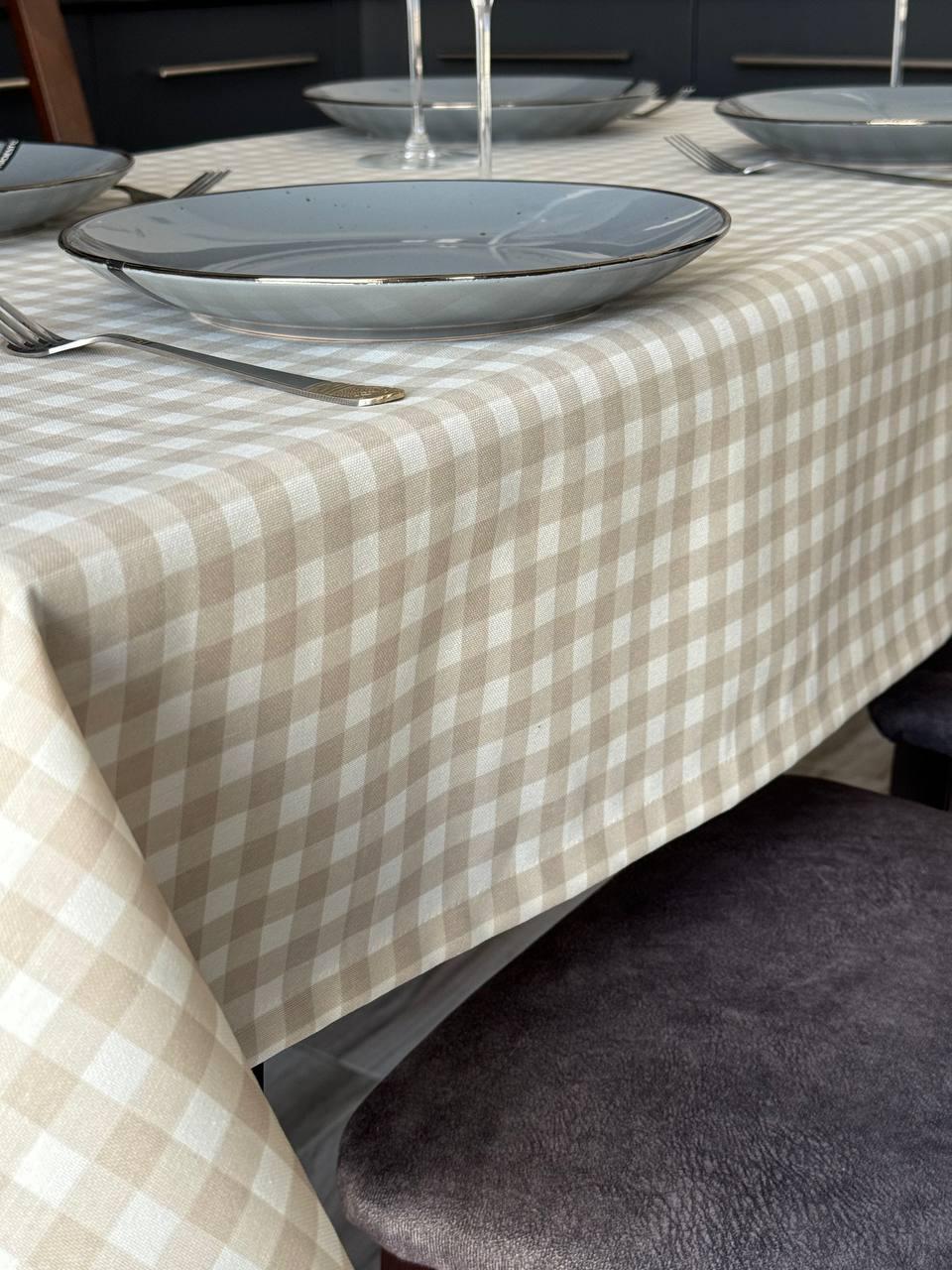 Linen waterproof tablecloth with Teflon, Geometry collection, luxury quality (custom or standard size)