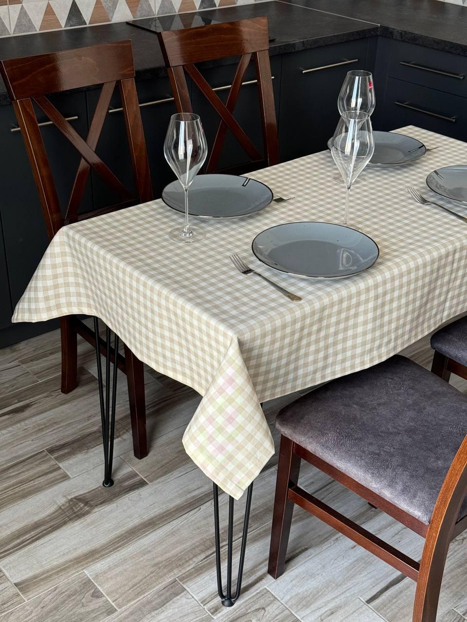 Linen waterproof tablecloth with Teflon, Geometry collection, luxury quality (custom or standard size)