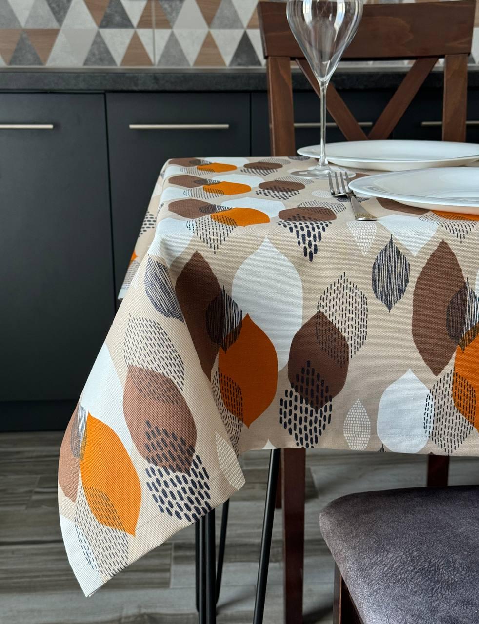 Linen waterproof tablecloth with Teflon, Geometry collection, luxury quality (custom or standard size)
