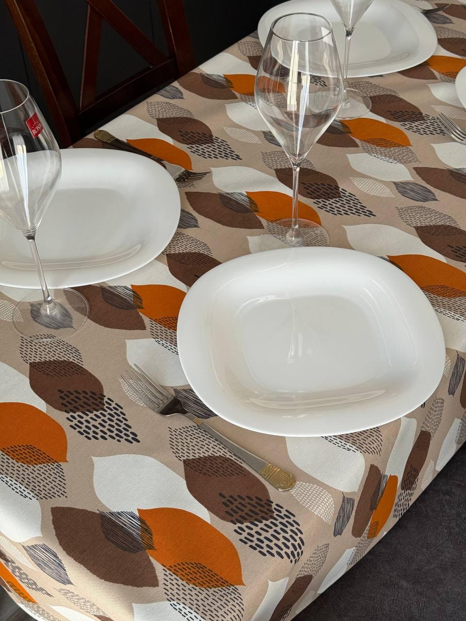 Linen waterproof tablecloth with Teflon, Geometry collection, luxury quality (custom or standard size)