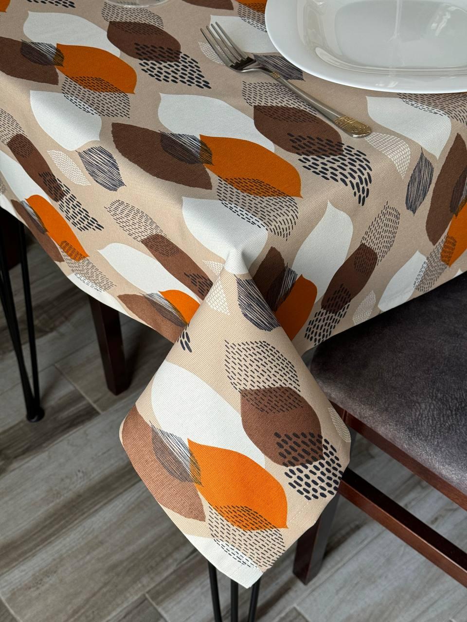Linen waterproof tablecloth with Teflon, Geometry collection, luxury quality (custom or standard size)