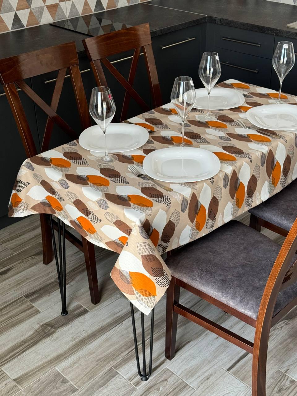 Linen waterproof tablecloth with Teflon, Geometry collection, luxury quality (custom or standard size)
