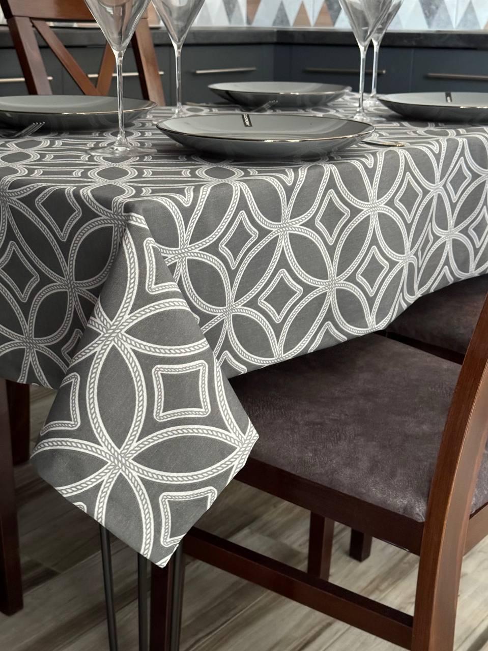 Linen waterproof tablecloth with Teflon, Geometry collection, luxury quality (custom or standard size)