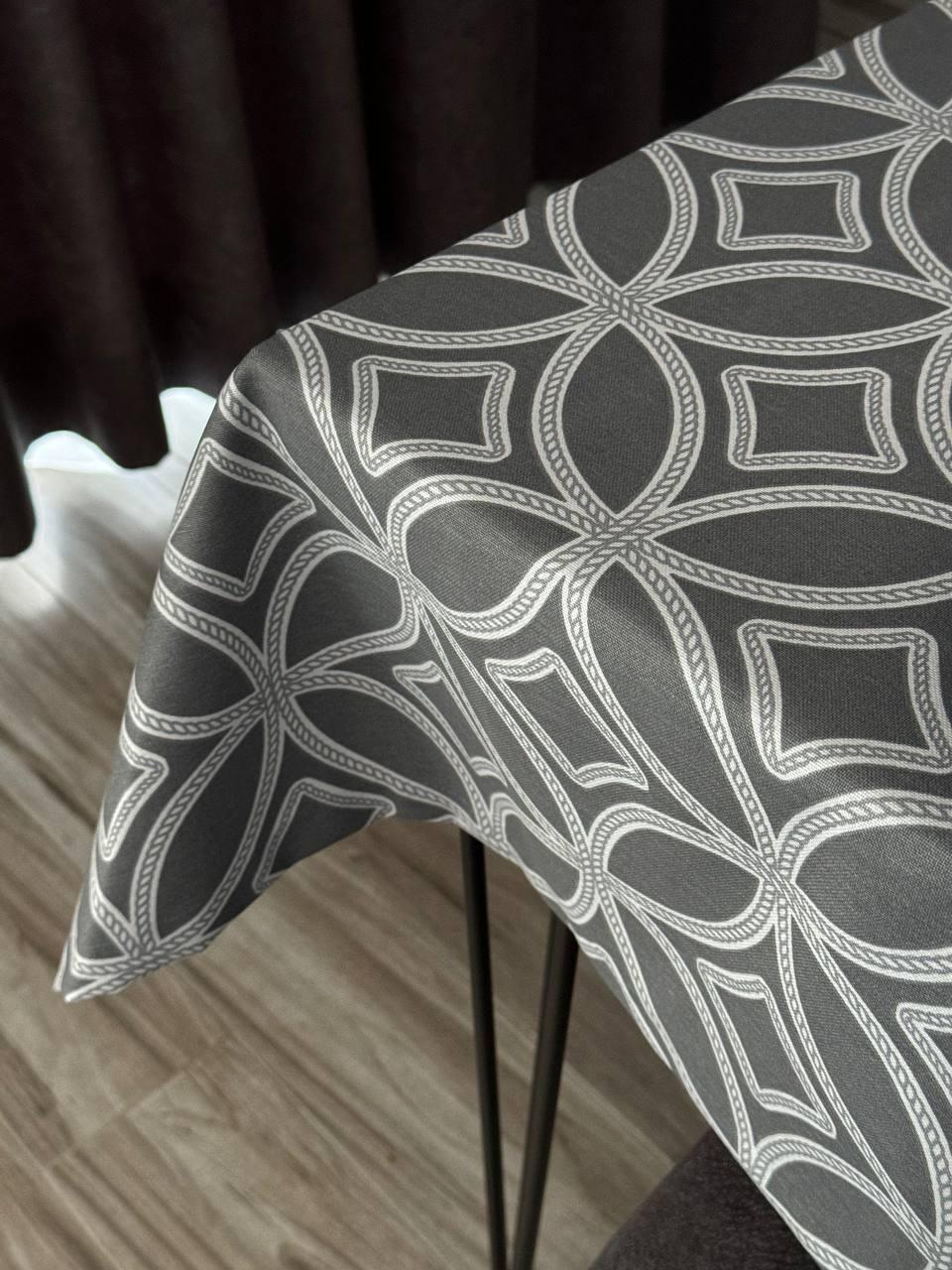 Linen waterproof tablecloth with Teflon, Geometry collection, luxury quality (custom or standard size)