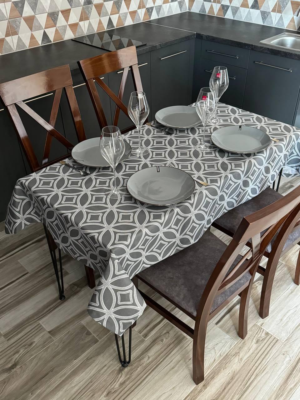 Linen waterproof tablecloth with Teflon, Geometry collection, luxury quality (custom or standard size)