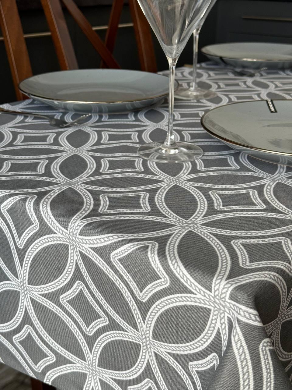 Linen waterproof tablecloth with Teflon, Geometry collection, luxury quality (custom or standard size)