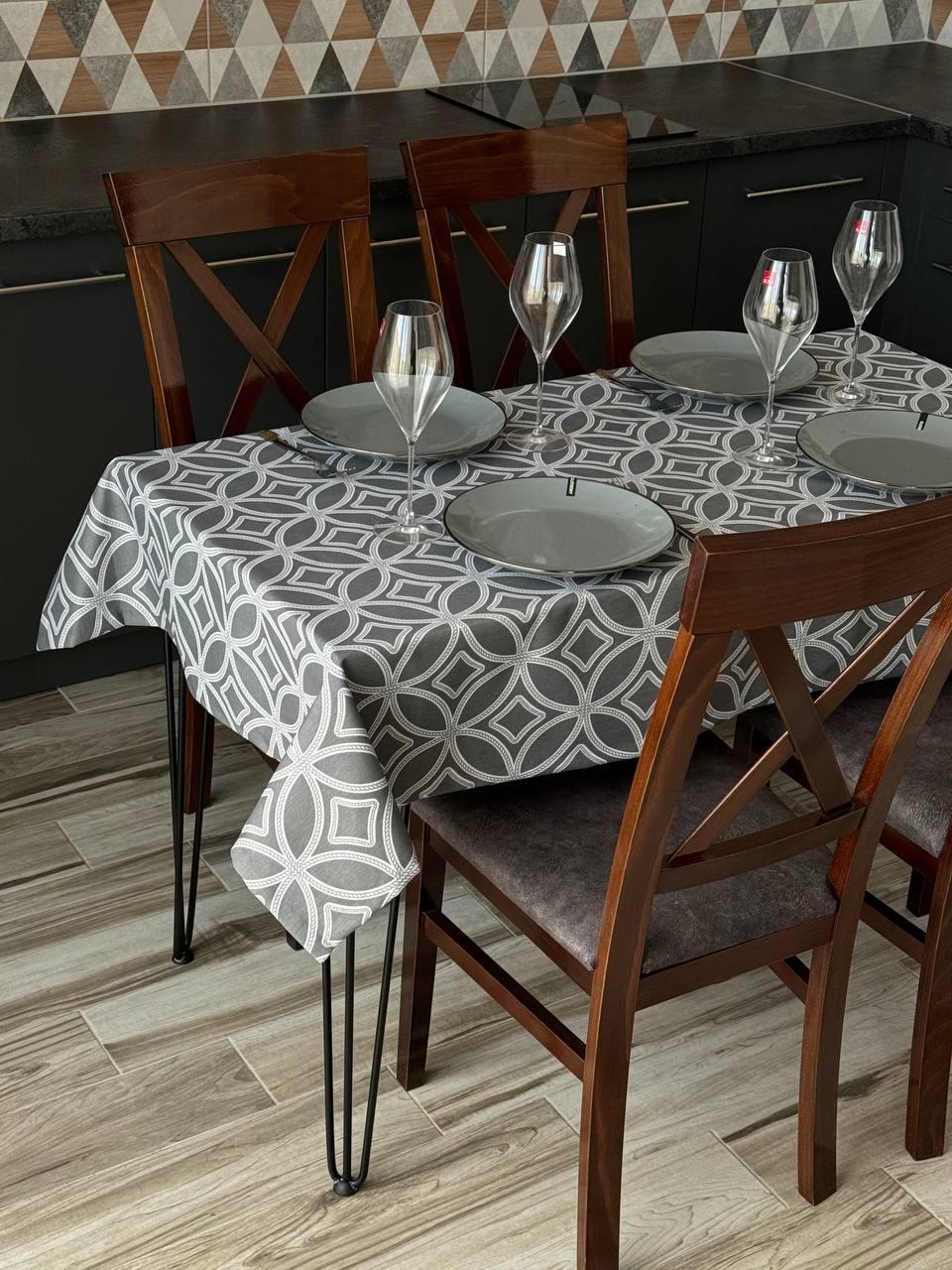Linen waterproof tablecloth with Teflon, Geometry collection, luxury quality (custom or standard size)