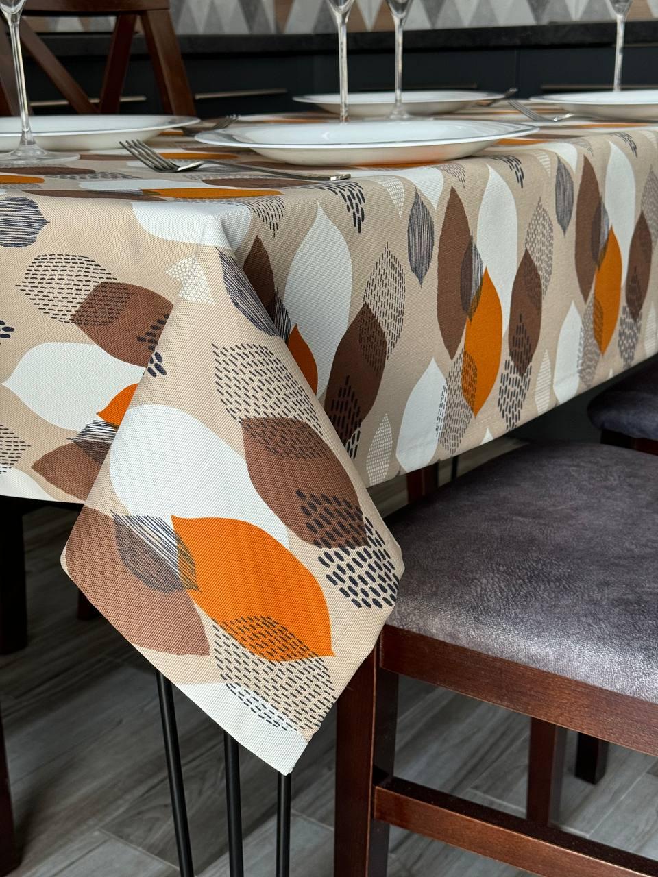 Linen waterproof tablecloth with Teflon, Geometry collection, luxury quality (custom or standard size)