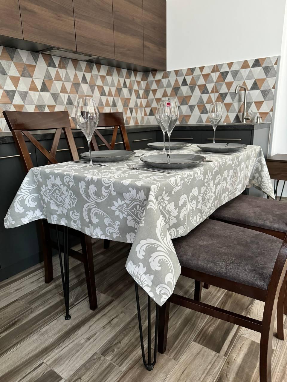 Linen waterproof tablecloth with Teflon, Geometry collection, luxury quality (custom or standard size)