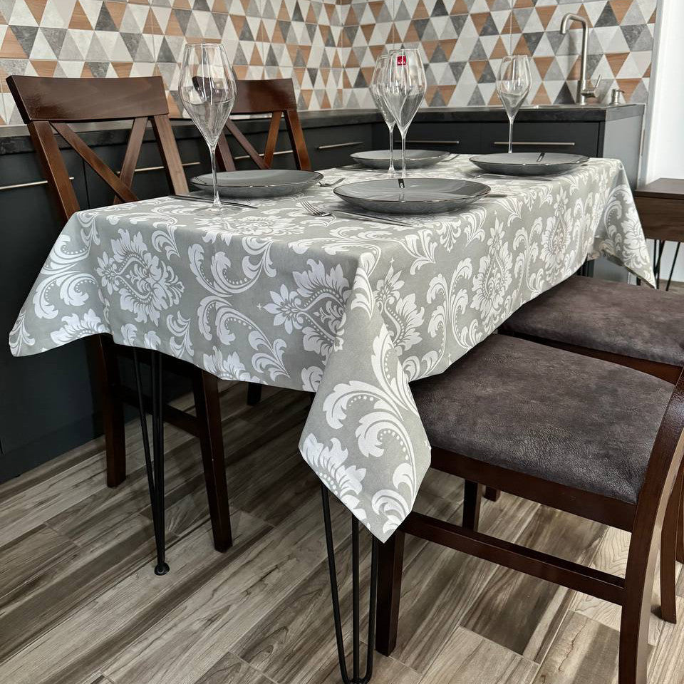 Linen waterproof tablecloth with Teflon, Geometry collection, luxury quality (custom or standard size)