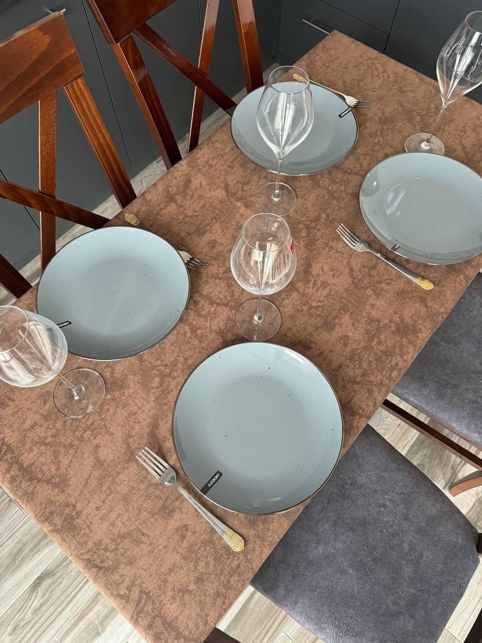 Linen waterproof tablecloth with Teflon, Geometry collection, luxury quality (custom or standard size)