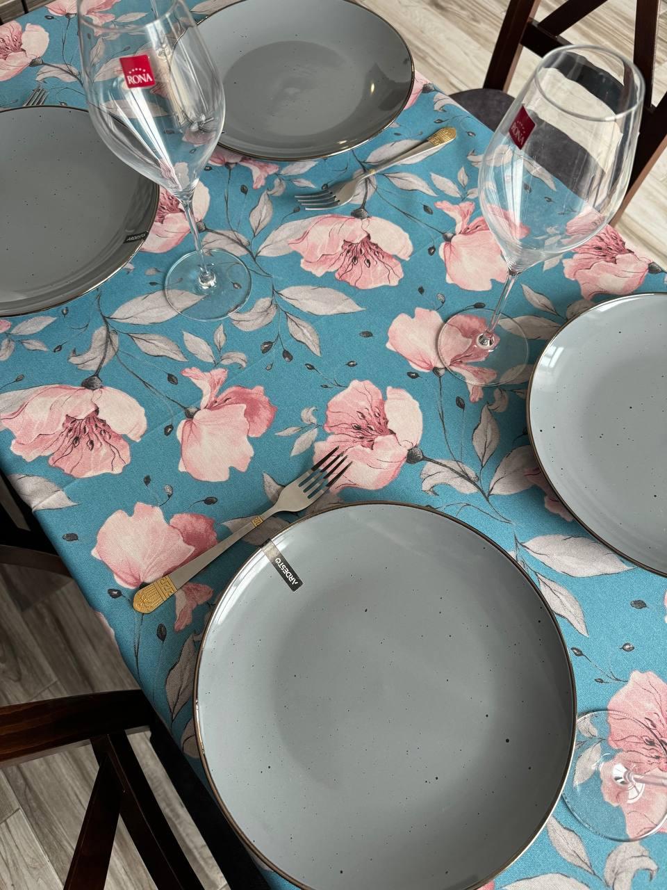 Linen waterproof tablecloth with Teflon, Geometry collection, luxury quality (custom or standard size)