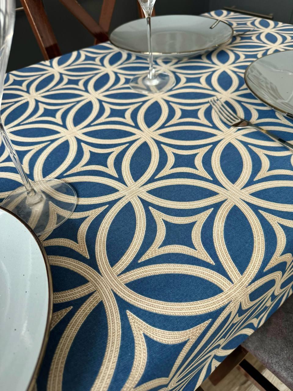 Linen waterproof tablecloth with Teflon, Geometry collection, luxury quality (custom or standard size)