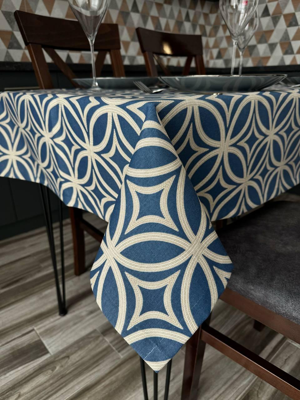 Linen waterproof tablecloth with Teflon, Geometry collection, luxury quality (custom or standard size)