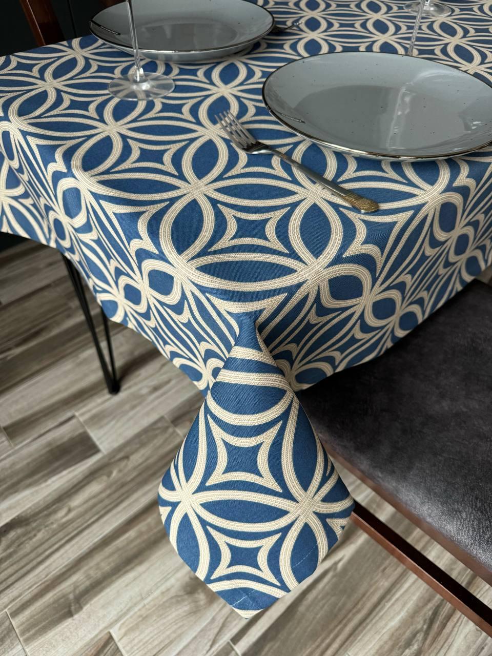 Linen waterproof tablecloth with Teflon, Geometry collection, luxury quality (custom or standard size)