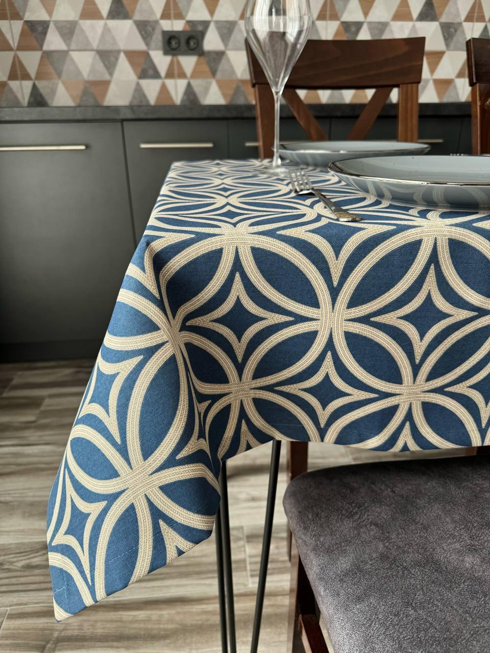 Linen waterproof tablecloth with Teflon, Geometry collection, luxury quality (custom or standard size)