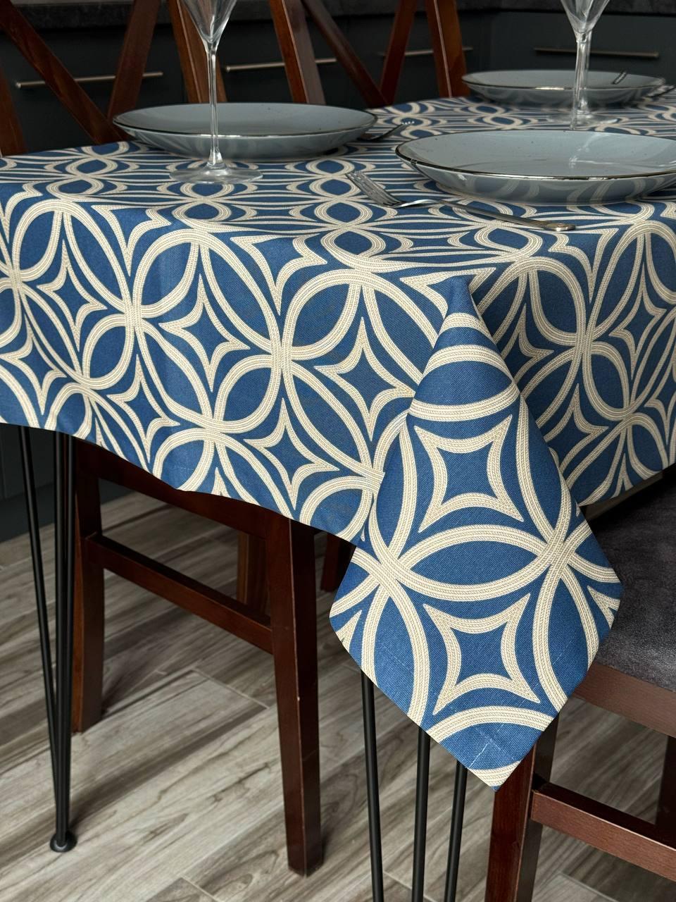Linen waterproof tablecloth with Teflon, Geometry collection, luxury quality (custom or standard size)